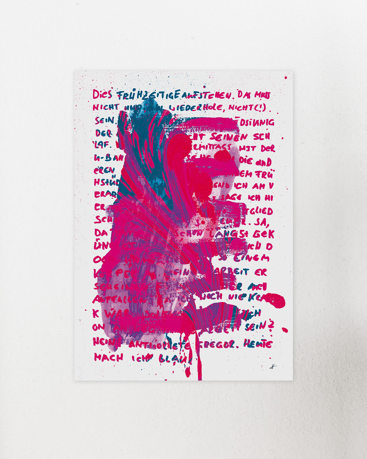 typographischer Kunstdruck der eine freue interpretation der verwandlung von franz kafkas verwandlung zum besten gibt.