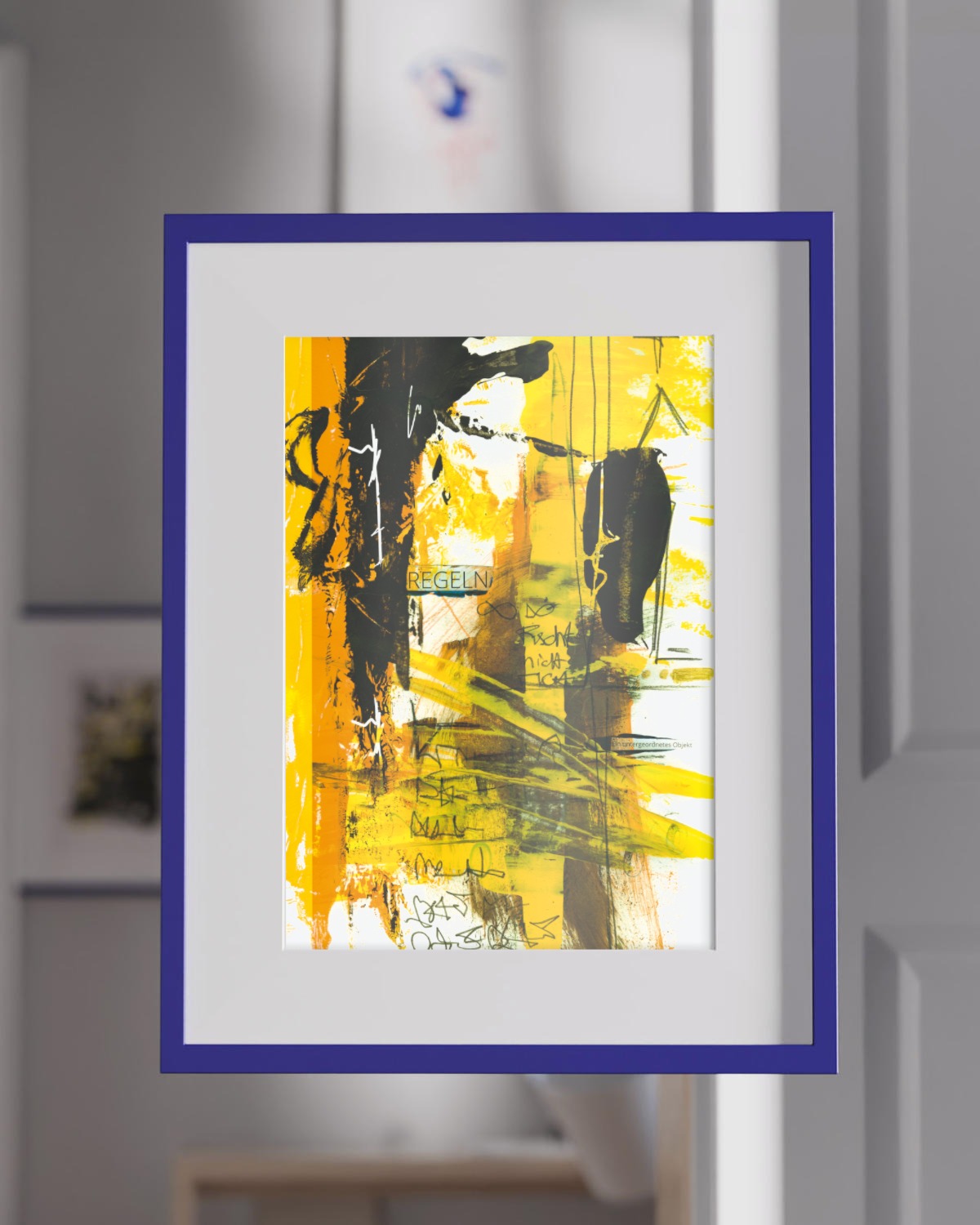 gelebe-regels – vandrangl-Kunstdruck-blanko-framed-single-blue-flying